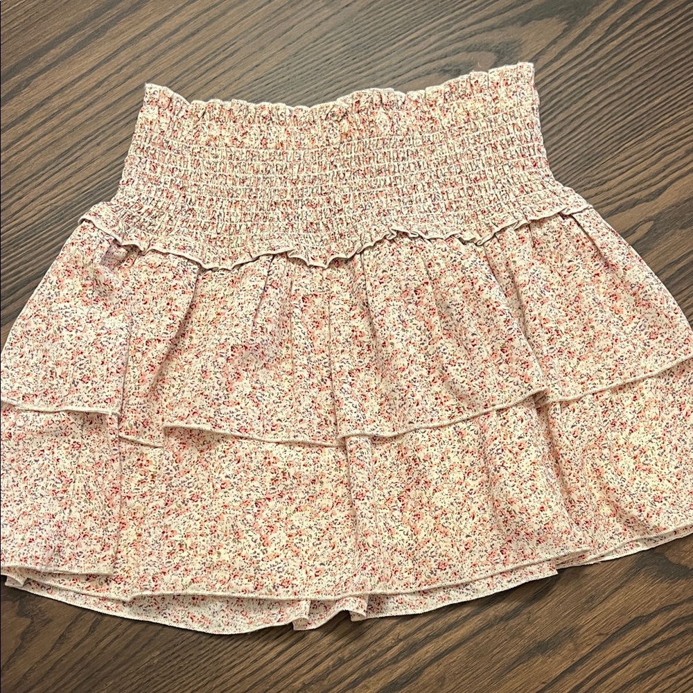 Katie J NYC Floral Tiered Skirt - Pink and White
